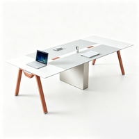 Table de conférence - Système Morandi Orange Colorblock - Bois écologique - Design moderne - Multifonctionnelle - Simple et durable