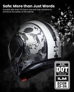 Nouveau <span class=keywords><strong>casque</strong></span> de <span class=keywords><strong>moto</strong></span> modulaire intégral vintage ILM en ABS pour adultes hommes, ATV, UTV, motoneige, avec mentonnière réversible à 180°, homologué DOT - Product Image 2