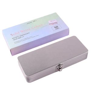 Ensemble d'aquarelles solides à paillettes de 50 couleurs Peintures nacrées de haute qualité avec pinceaux au cas Pigment d'aquarelle pour <span class=keywords><strong>dessin</strong></span> d'art - Product Image 1