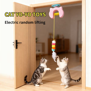 Jouet pour chat électrique à accrocher à la porte, yoyo élastique automatique, anti-morsure en ABS, chenille colorée, plume, jouet interactif pour chat à faire jouer soi-même - Product Image 4