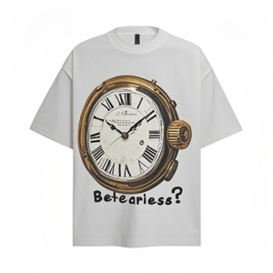 เสื้อยืดผู้ชายลายกราฟิกสไตล์ฮิปสเตอร์เรโทร ผ้าฝ้าย 100% พิมพ์ซิลค์สกรีน ป้องกันขนร่วง ระบายอากาศได้ดี สวมใส่สบาย - Product Image 1