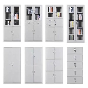 Armoire à vêtements en acier gris moderne et économique à deux portes et classeur métallique de bureau à 4 étagères pour le rangement à domicile et au bureau - Product Image 5
