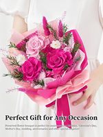 Bouquet de roses réelles préservées longue durée |   Cadeaux pour la fête des mères, anniversaire, fête des mères - Fleurs éternelles en provenance de Chine