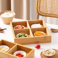 Ensemble complet de plateau de service de cuisine en bois multifonctionnel et durable, avec 4/9 compartiments, idéal pour le thé, les snacks et les fruits, parfait pour le coin feu.