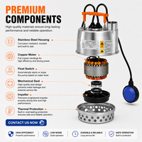 Pompe de puisard submersible automatique en acier inoxydable avec interrupteur à flotteur pour le drainage des eaux de citerne
