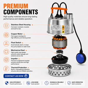 Pompe de puisard submersible automatique en acier inoxydable avec interrupteur à flotteur pour le drainage des eaux de citerne - Product Image 4