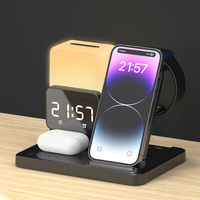 Pengisi daya nirkabel cepat 5-in-1 15W, dudukan bahan ABS magnetik untuk ponsel multifungsi pabrik pengisian daya ponsel