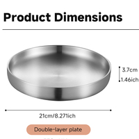 Kinderen School Kamperen Restaurant 21cm 8 Inch Dubbelwandige RVS Geïsoleerde Dinerborden