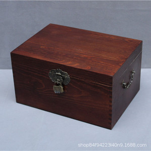 Retro Style Flip Top <b>Lockable</b> Wooden <b>Box</b> Solid Wood Storage Rectangle Clothing Organizer Customizable Thickness Standing Type - Product Image 2