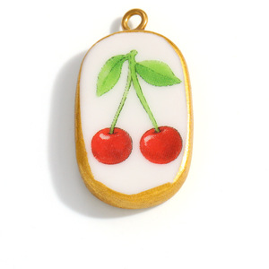 Pendentifs en acier inoxydable plaqué céramique, motifs floraux, formes variées, peints à la main, accessoires de bijoux DIY pour la fabrication de colliers - Product Image 5