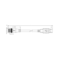Cable M12 de 8 Pines Macho a USB 2.0 con Blindaje de Acero Inoxidable y Carcasa con Aislamiento de PVC, Resistente al Agua IP67, Conductor de Cobre