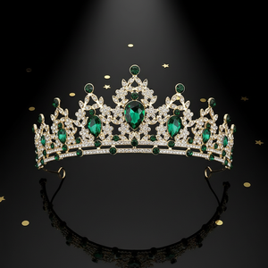 Lussuoso Copricapo Nuziale in Lega, Corona Barocca, Tiara da Regina con Strass, Accessorio Diadema per Matrimonio - Product Image 1