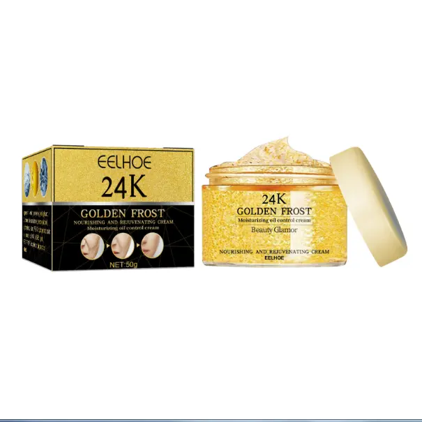 Eelhoe Krim Pengencang Kulit Wajah, Krim Perbaikan Emas 24K, Krim Pengencang Kulit Kendur, Krim Perawatan Pelembap Garis Halus 50G