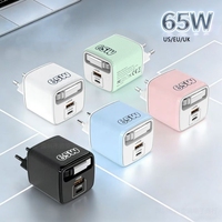 Cargador de Viaje GaN de 65W, Adaptador de Pared con Enchufe Retráctil para EE. UU., Reino Unido y UE, Carga Rápida PD3.1 3.0 para Macbook y Teléfono Móvil