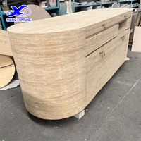 Table de réception moderne de luxe pour 2 personnes, design en travertin romain, pierre naturelle, bureau de réception en marbre pour bureau, hôtel