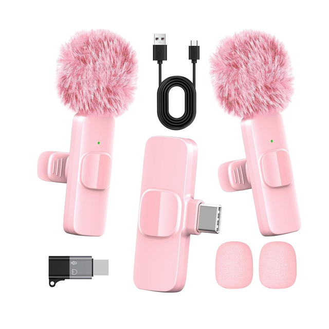 Professional Dynamic Wireless Mini Lavalier Lapel Microphone for iPhone Android Type-C YouTube Video Recording K9 Noise