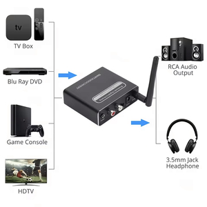 Convertitore Audio <span class=keywords><strong>Bluetooth</strong></span> 5.0 Ricevitore con Ingresso Ottico/Coassiale e Uscita <span class=keywords><strong>RCA</strong></span>/AUX, Convertitore Wireless da Analogico a Digitale con Telecomando - Product Image 1