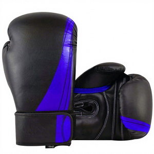 Guantes de Boxeo MMA Negros y Azules con Cierre, Absorción de Humedad y Correa de Muñeca Ajustable para Entrenamiento de Adultos - Product Image 1