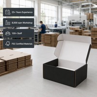 Boîte d'expédition carrée A5 noire personnalisée, étanche, haut de gamme, avec intérieur blanc, en carton ondulé, fermeture à languette, vente en gros, livraison directe