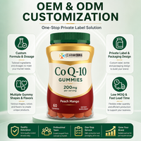 Gummies CoQ10 200 mg par portion, saveur pêche mangue, 60 unités, étiquette personnalisée, emballage personnalisé, fabrication de compléments sous marque privée