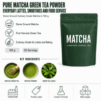 Poudre de Matcha Pure OEM 500g Sachet Halal ISO HACCP COA Faible MOQ Prêt à Expédier Prix Compétitif Livraison Rapide