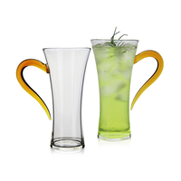 Tasses à boisson en verre borosilicate de haute qualité Beauty Shape, avec poignée colorée épaissie, tasse à latte fine