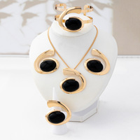 Ensemble de bijoux personnalisé style resort en alliage de zinc et acrylique, motif spirale escargot, comprenant collier, boucles d'oreilles, bracelet et bague, cadeau unisexe