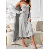 Vente en gros OEM – Robe de chambre et nuisette pour femme, ensemble 2 pièces personnalisé, vêtements de détente en coton pour femme
