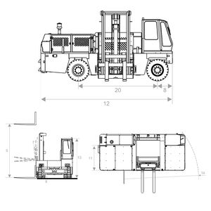 Chariot élévateur latéral diesel YCMG 3-12 tonnes CE, chariot élévateur latéral robuste pour la manutention de matériaux longs en acier et en bois - Product Image 2