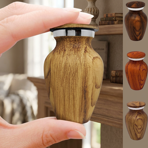 Wood Grain <b>Keepsake</b> Cremation Urn Mini <b>Ashes</b> Vessel Metal Memorial Urn for Adult and <b>Pet</b> - Product Image 3