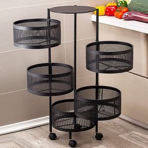 Kệ Xoay Nhà Bếp Giỏ 360 Độ Giá Đựng Rau Quả Kệ Tròn Đa Năng Gia Dụng Sàn Nhà Có Bánh Xe - Product Image 2