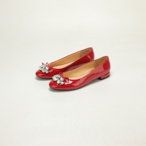 <span class=keywords><strong>Ballerines</strong></span> en PU verni pour femmes, avec nœud en strass, confortables, à enfiler, chaussures habillées, vente en gros, OEM ODM - Product Image 3