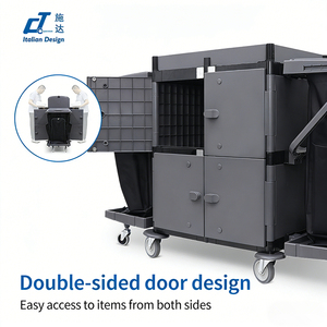 Chariot de nettoyage de chariot de service d'entretien ménager d'hôtel de fournitures de conciergerie d'usine de membre d'IPC avec l'armoire verrouillable - Product Image 3