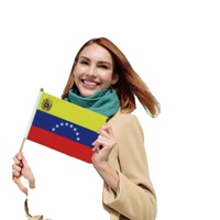 2024 Venta caliente de fábrica Venezuela poste de madera bandera ondeada a mano para vacaciones generales