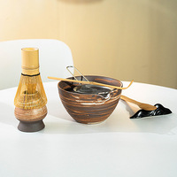 Bol à matcha en poterie rustique avec bec verseur, accessoires de service à thé en céramique, support pour fouet à thé, style japonais, luxe léger, rétro, art de la cérémonie du thé