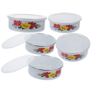 Senny Fournisseur Grossiste – Ensemble de Bols de Rangement en Émail Acier, Couvercle en Métal, Assiette à Fruits Décorative, Service de Plats pour Fruits en Émail - Product Image 1