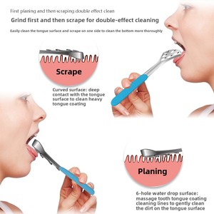 Dụng cụ cạo lưỡi silicon hình giọt nước với bàn chải 6 lỗ làm sạch lưỡi bằng thép không gỉ để giảm hôi miệng - Product Image 4