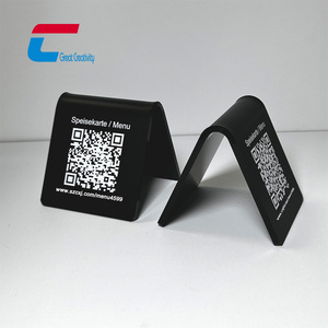Tùy chỉnh màu Đen/Trắng Acrylic double side đọc NFC nhà hàng <span class=keywords><strong>menu</strong></span> đứng với mã QR - Product Image 4