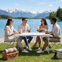 Table pliante moderne en alliage d'aluminium de 120 cm, portable, hauteur réglable, pour camping, pique-nique, barbecue, réunion, fête en extérieur