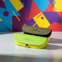 Étui à lunettes en cuir écologique bicolore, porte-lunettes personnalisé avec logo pour accessoires de lunettes