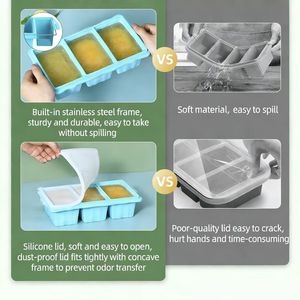 Bac à glaçons en silicone moderne et écologique de grande capacité pour soupes, qualité alimentaire, couvercle rabattable, étanche, compatible congélateur - Product Image 4