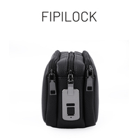 Cartera Larga Antirrobo de Cuero Genuino Negro Fipilock FL-V2217-B con Bloqueo de Huella Dactilar, Bolso de Mano Inteligente para Hombre