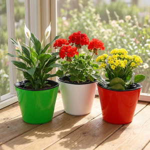 Pots à plantes auto-arrosants en plastique carrés écologiques avec indicateur de niveau d'eau pour la décoration de bureau intérieur et les plantes de jardin - Product Image 1
