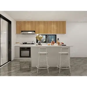 China Factory Custom Melamine Wood Kitchen Cabinet Modern Kitchen Designs