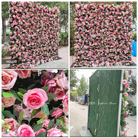 Panneaux de fleurs artificielles en soie blanche enroulables sur base en tissu, élégants, 8x8 pieds, pour décorations murales de mariage, vente en gros