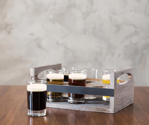Set Personalizzato di Bicchieri da Degustazione da 6 oz con Vassoio in Legno Marrone <span class=keywords><strong>e</strong></span> Etichette Mini Lavagna, Tavola in Legno per Degustazione Birra - Product Image 2