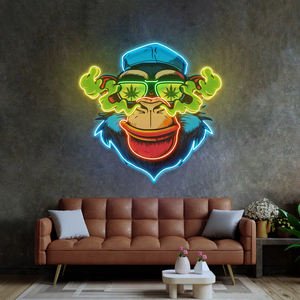 Enseigne néon LED personnalisée avec design singe flamboyant, impression UV sur acrylique, décoration pop art pour la maison et le bureau - Product Image 1