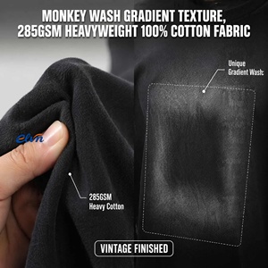 เสื้อยืดวินเทจผู้ชาย แขนสั้น ผ้าฝ้าย 100% หนัก 285GSM คอกลม ทรงหลวม สไตล์ Monkey Wash - Product Image 5