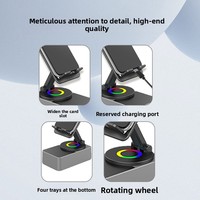 Support de charge sans fil 4 en 1, haut-parleur 5W, support pour téléphone et tablette, rotation à 360°, station d'accueil de bureau, commande vocale