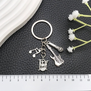 Wholesale Alloy Musical Instrument <b>Charm</b> Guitar Drum Kit Microphone Music Note Shape Keychain For Music Lover Souvenir <b>Keyring</b> - Product Image 4